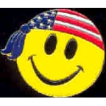 SMILELY FACE USA FLAG COLORS BANDANA PIN